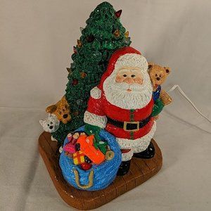 Vintage Wee Crafts Santa Christmas Tree Dogs Ceramic Light Up Hand painted 21547